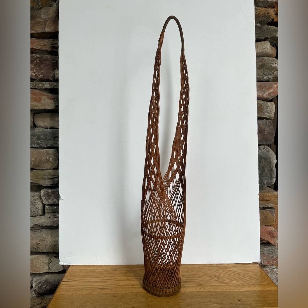 Tall Wicker Basket Vintage Gift Oil Vinegar Hanger for small plant succulent